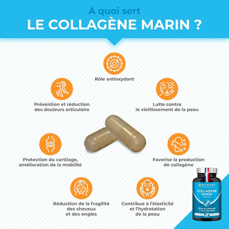 COLLAGENE MARIN - Type 1 & 2  Hydratation de la Peau - Protège Os et Articulations