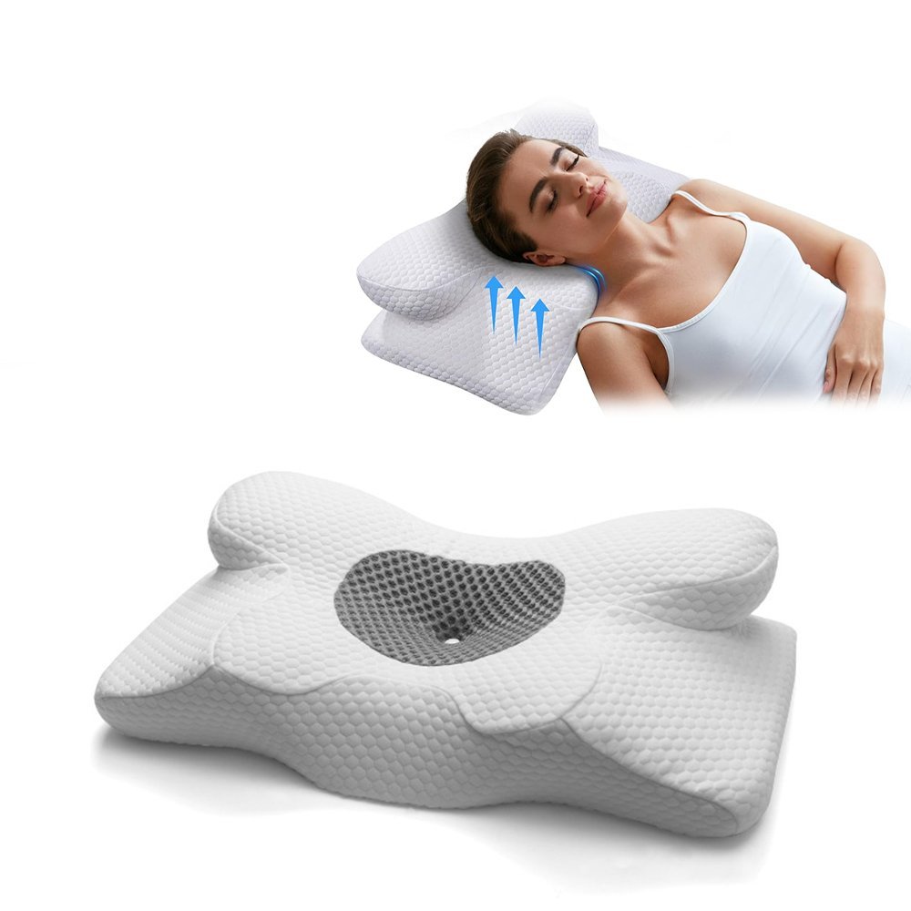 Oreiller Ergonomique Cervical à Mémoire de Forme - Confort Cervicales pour Le Soulagement des Douleurs - ergocush